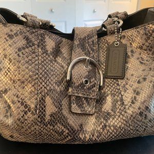 COACH SoHo Beige/Gray Python Embossed Leather Carryall Tote Style no. E1269-F196